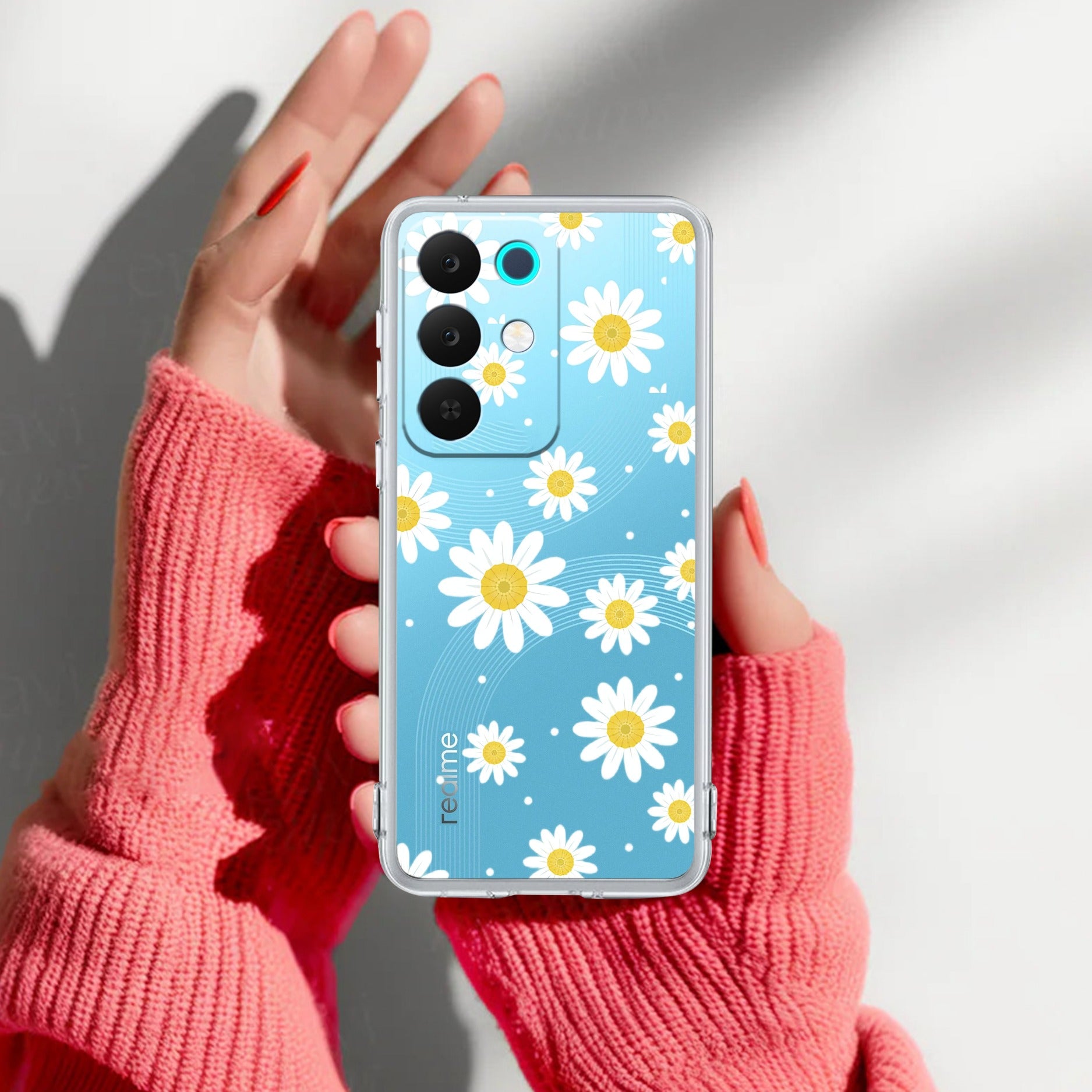 Beautiful Daisy Floral Anti Yelllow Case For Realme 15X 5G