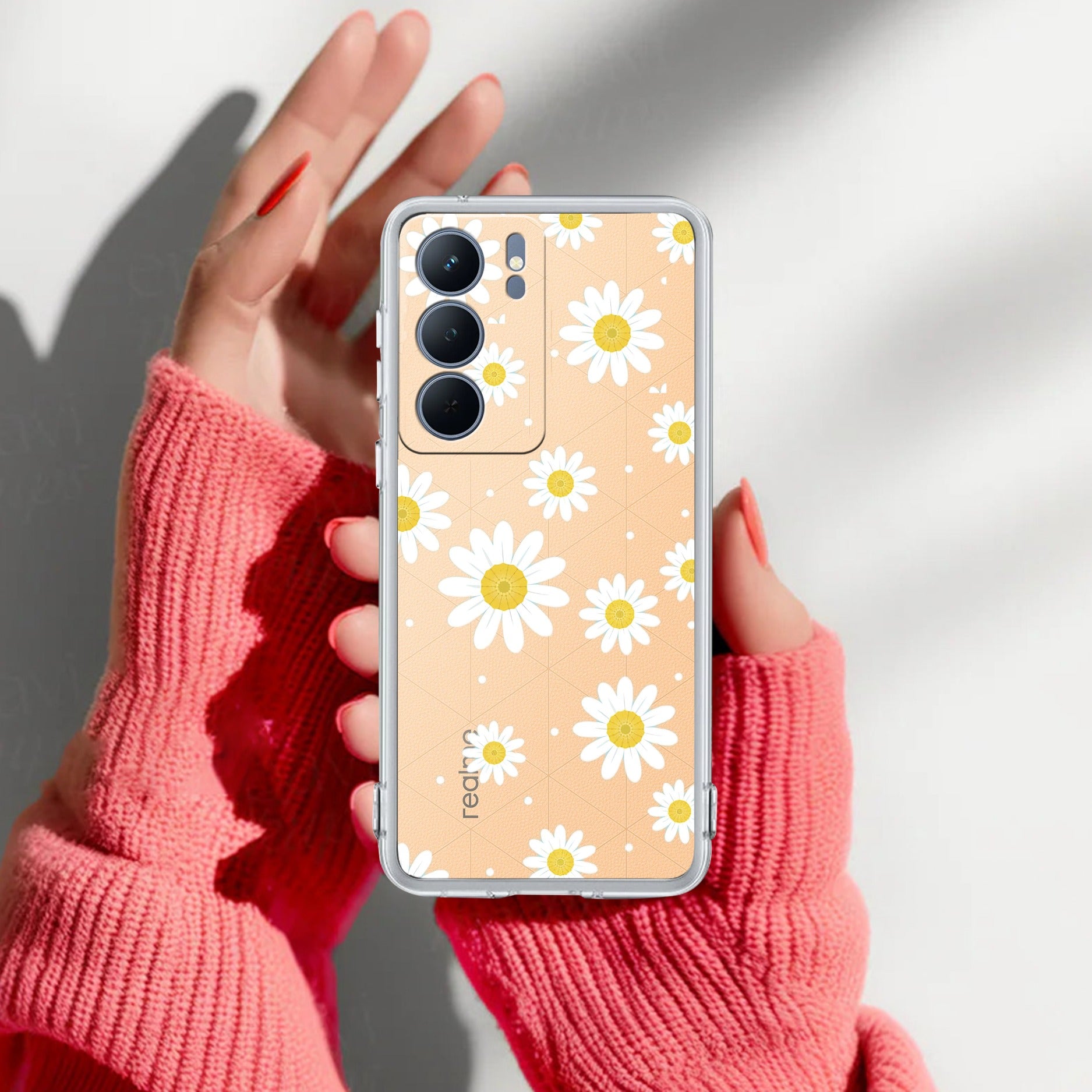 Beautiful Daisy Floral Anti Yelllow Case For Realme P3x 5G