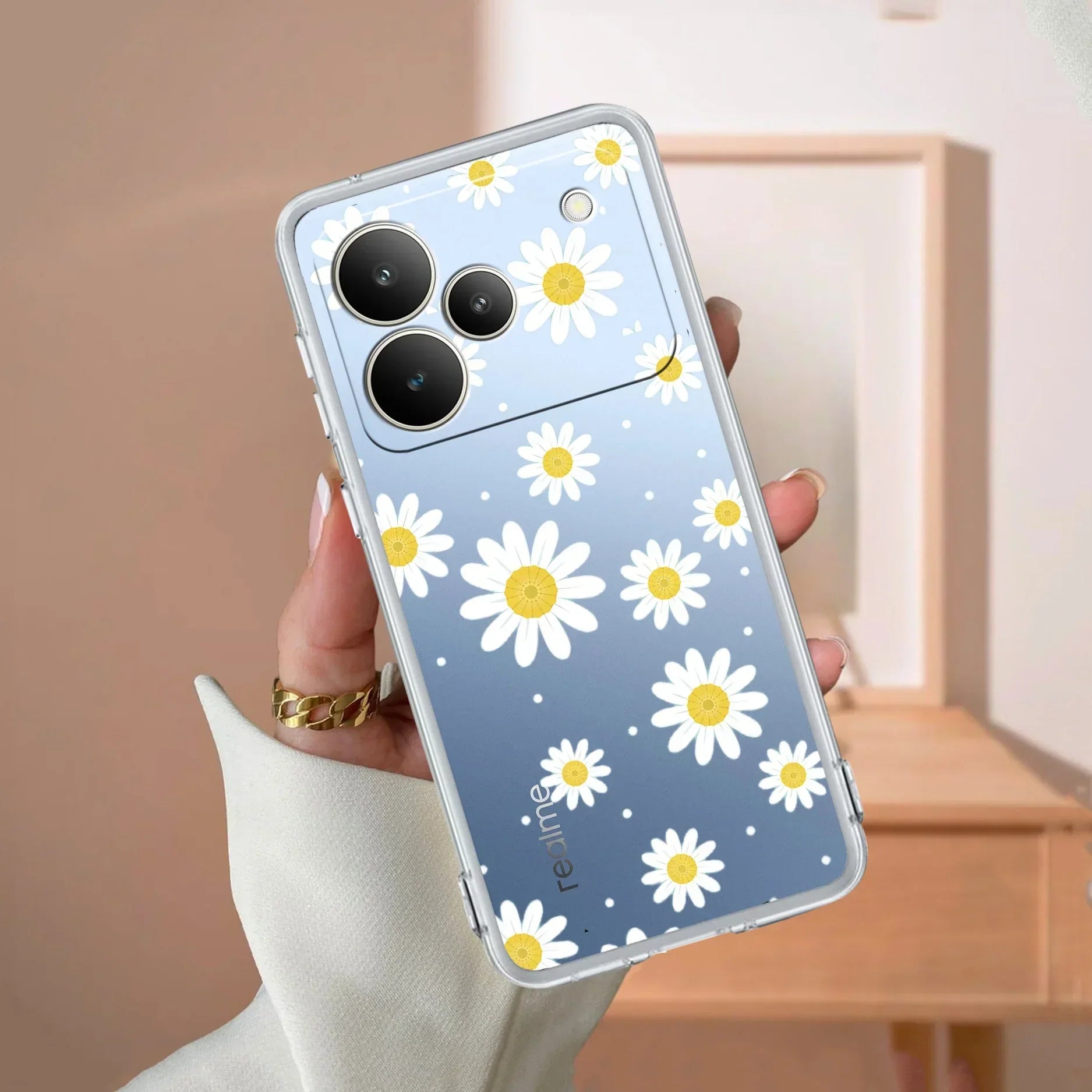 Beautiful Daisy Floral Transparent Silicon Case For Realme/Narzo