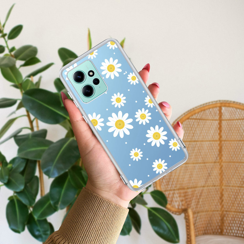 Beautiful Daisy Floral Transparent Silicon Case For Redmi Note 10 / 10S