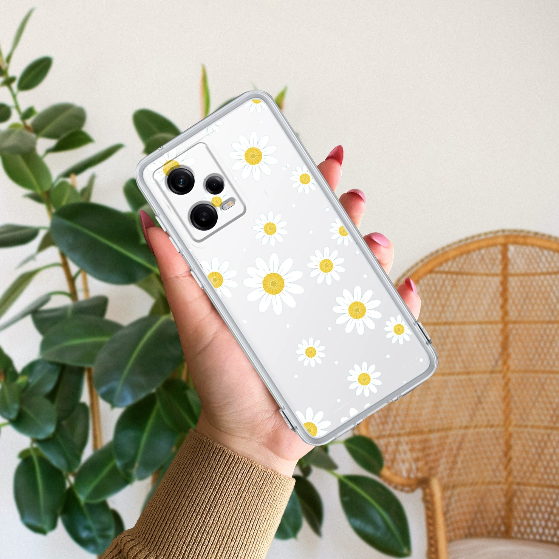Beautiful Daisy Floral Transparent Silicon Case For Redmi Note 11 Pro / Redmi Note 11 Pro Plus 5G