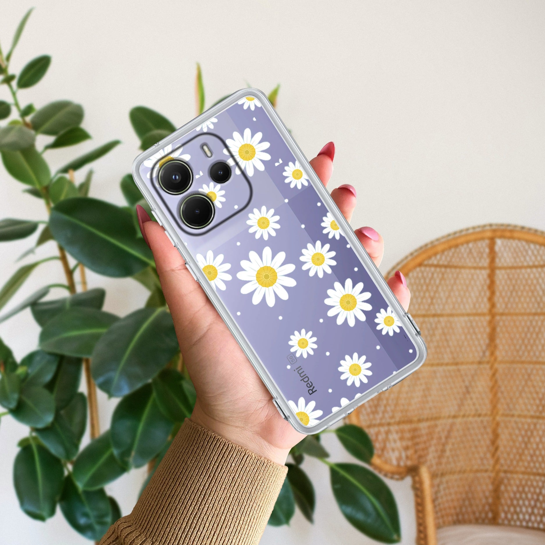 Beautiful Daisy Floral Anti Yellow Case For Redmi Note 14 5G