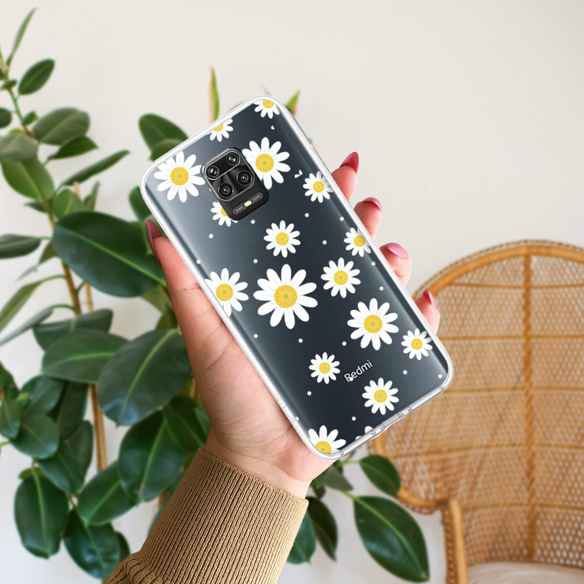 Beautiful Daisy Floral Transparent Silicon Case For Redmi Note 9 Pro / Redmi Note 9 Pro Max / Redmi Note 10 lite