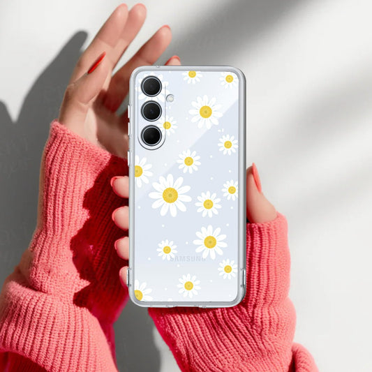 Beautiful Daisy Floral Transparent Silicon Case For Samsung