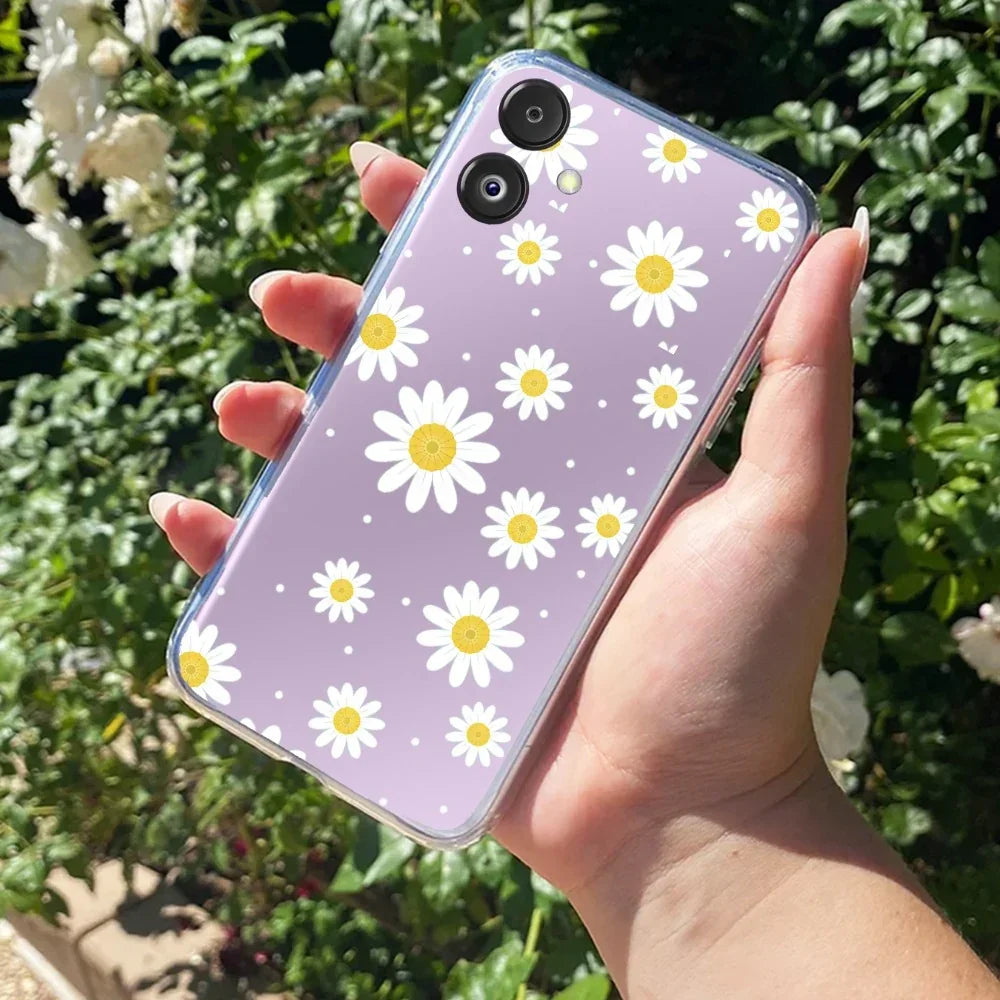 Beautiful Daisy Floral Transparent Silicon Case For Samsung
