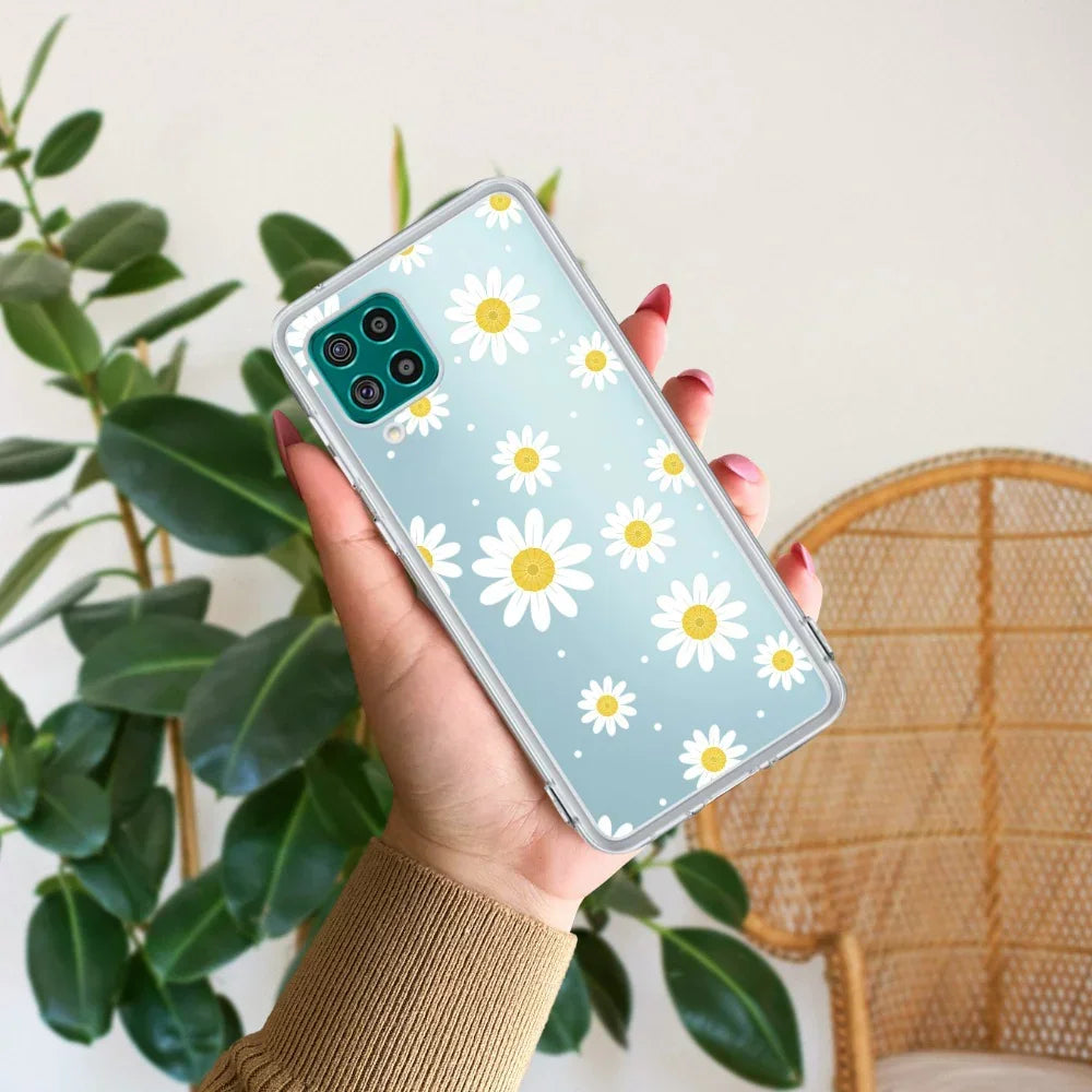 Beautiful Daisy Floral Transparent Silicon Case For Samsung Galaxy F62