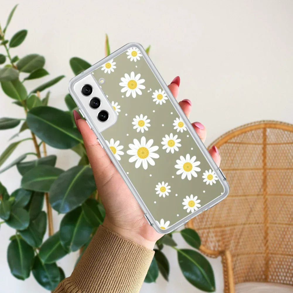 Beautiful Daisy Floral Anti Yellow Case For Samsung Galaxy S22 5G
