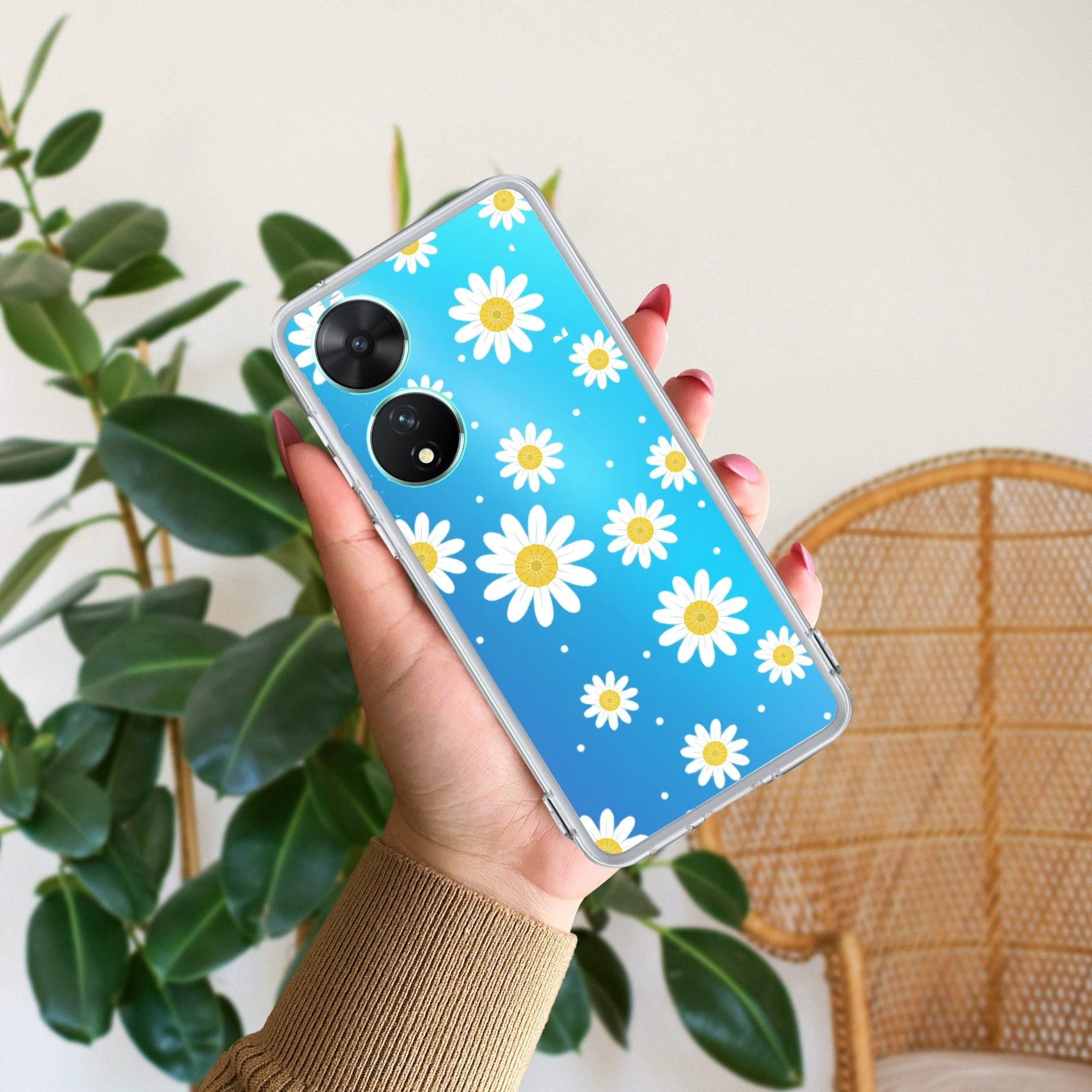 Beautiful Daisy Floral Transparent Silicon Case For Vivo X90 5G