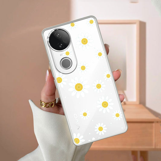 Beautiful Daisy Floral Transparent Silicon Case For Vivo