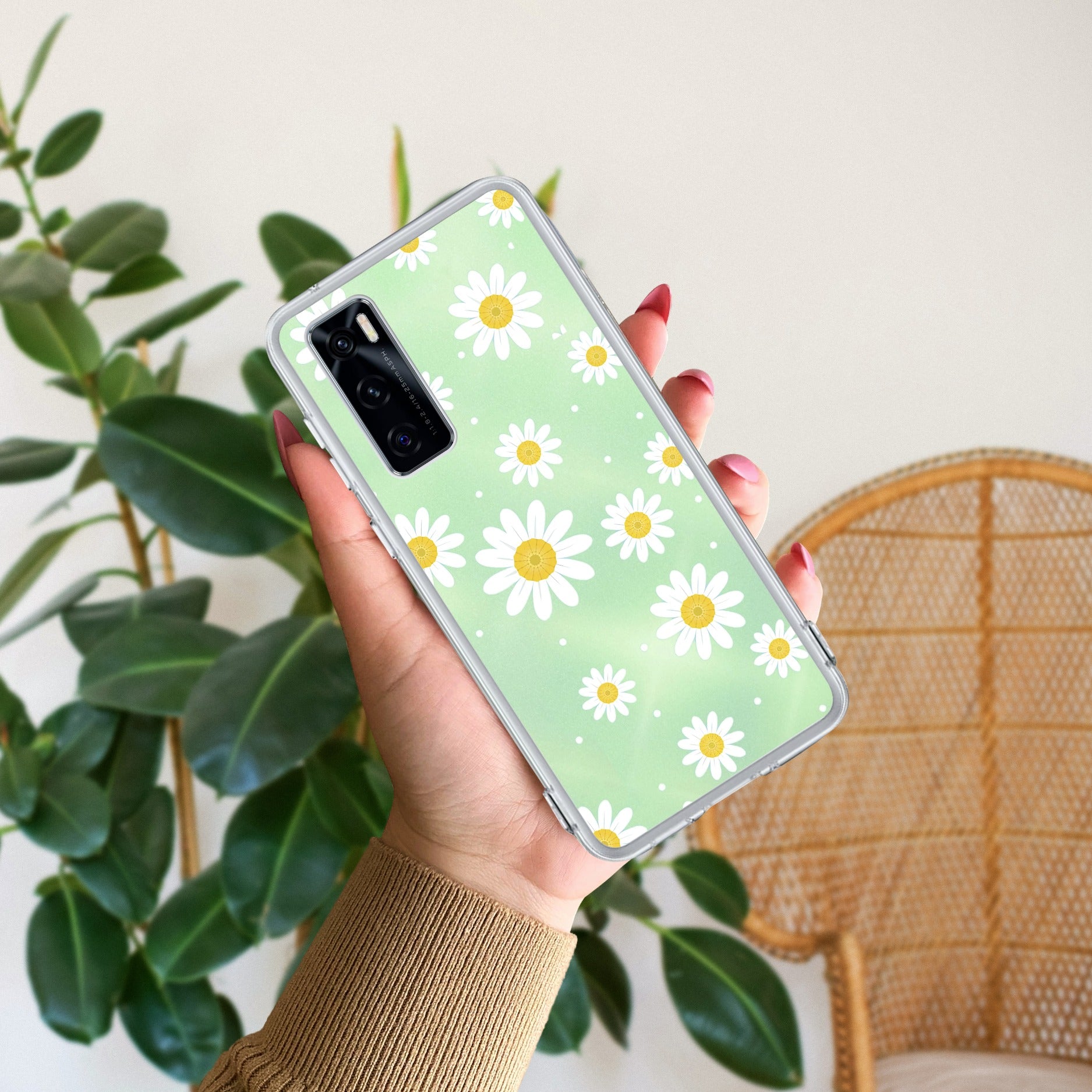 Beautiful Daisy Floral Transparent Silicon Case For Vivo Y29 5G