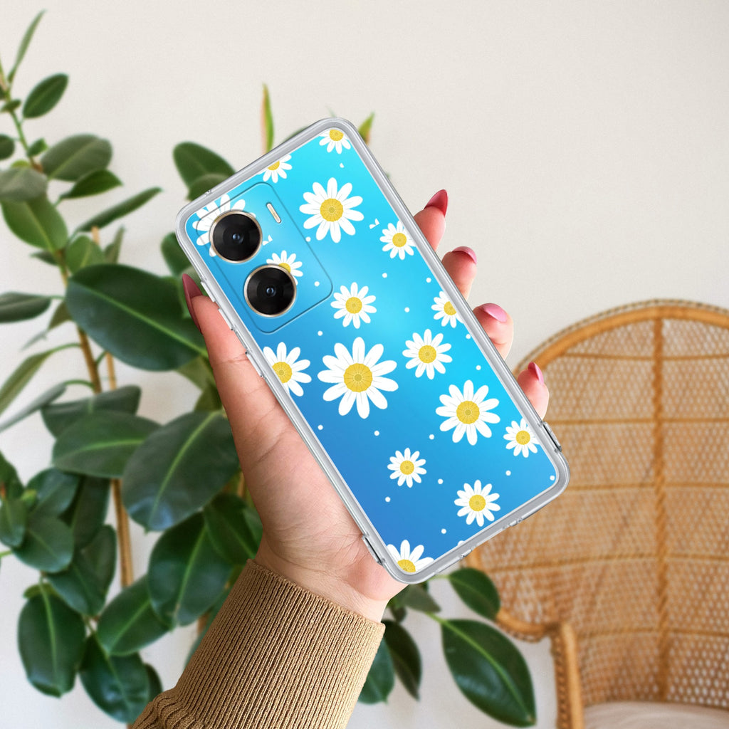 Beautiful Daisy Floral Transparent Silicon Case For Vivo V29E 5G