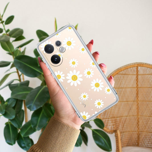 Beautiful Daisy Floral Transparent Silicon Case For Vivo