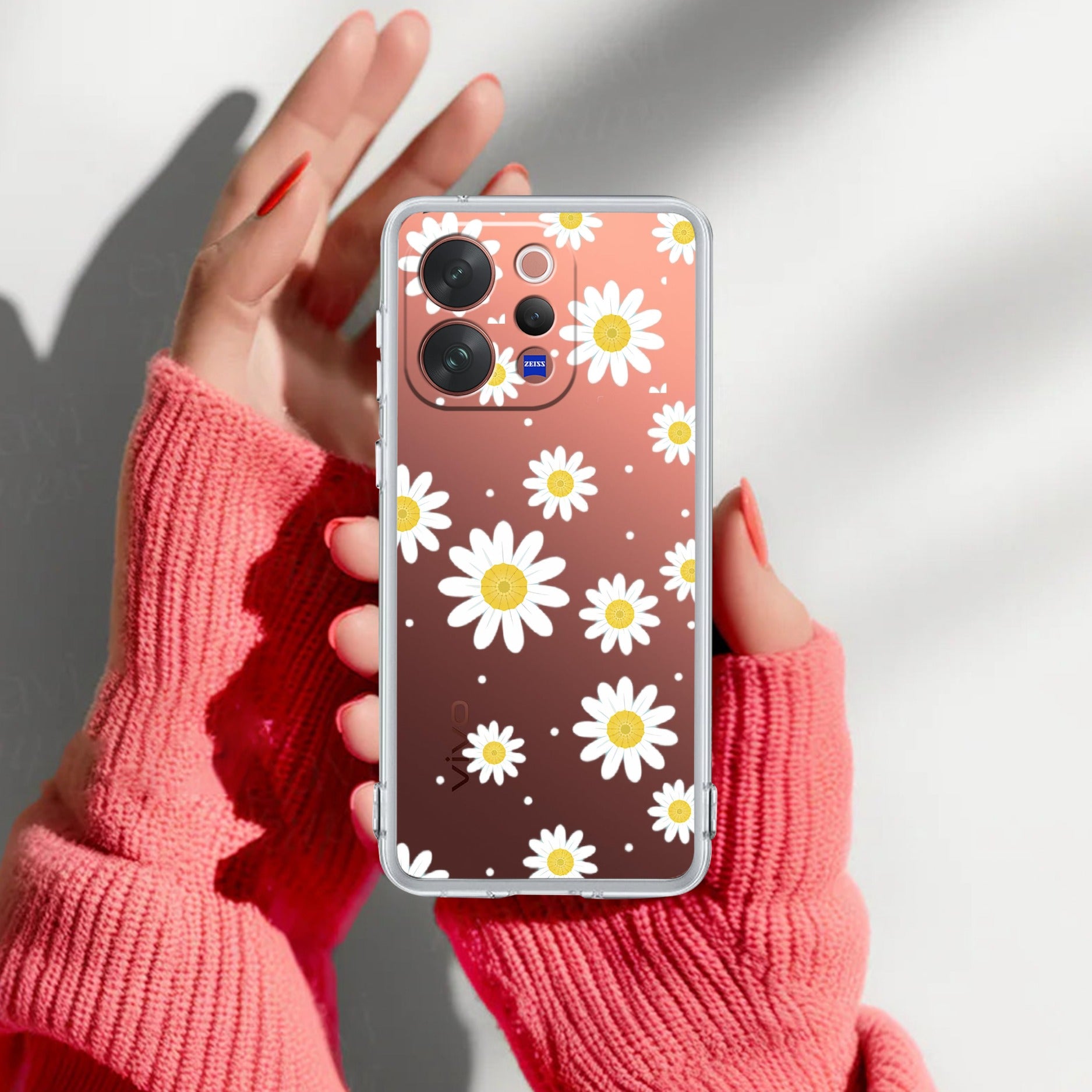 Beautiful Daisy Floral Anti Yellow Case For Vivo V70 Elite 5G