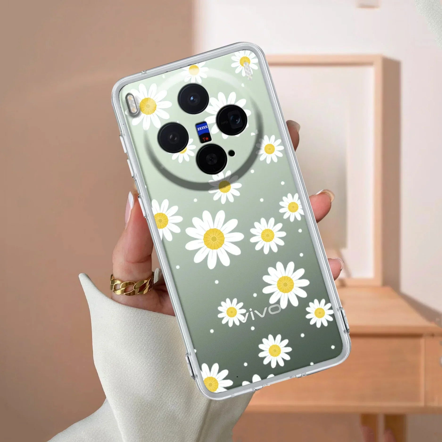 Beautiful Daisy Floral Transparent Silicon Case For Vivo X300 Pro 5G