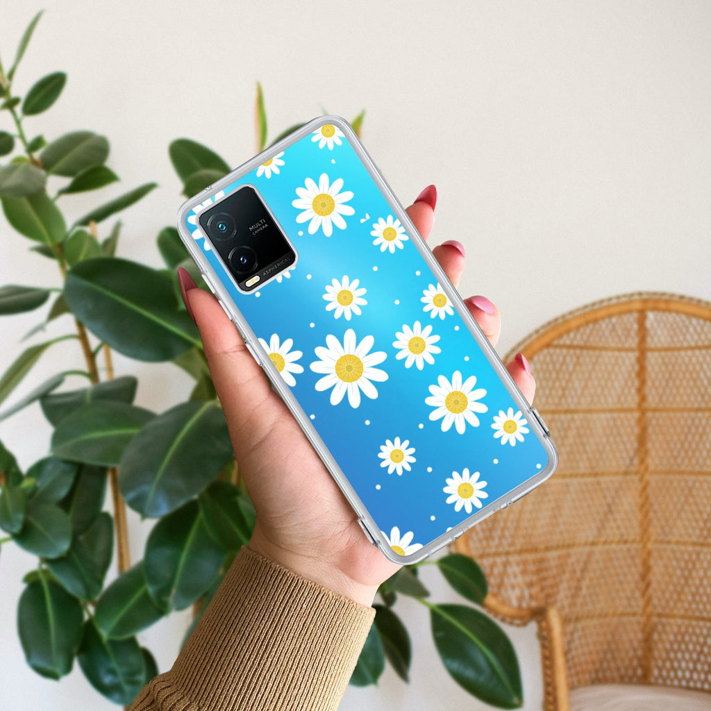 Beautiful Daisy Floral Transparent Silicon Case For Vivo V29 Pro 5G