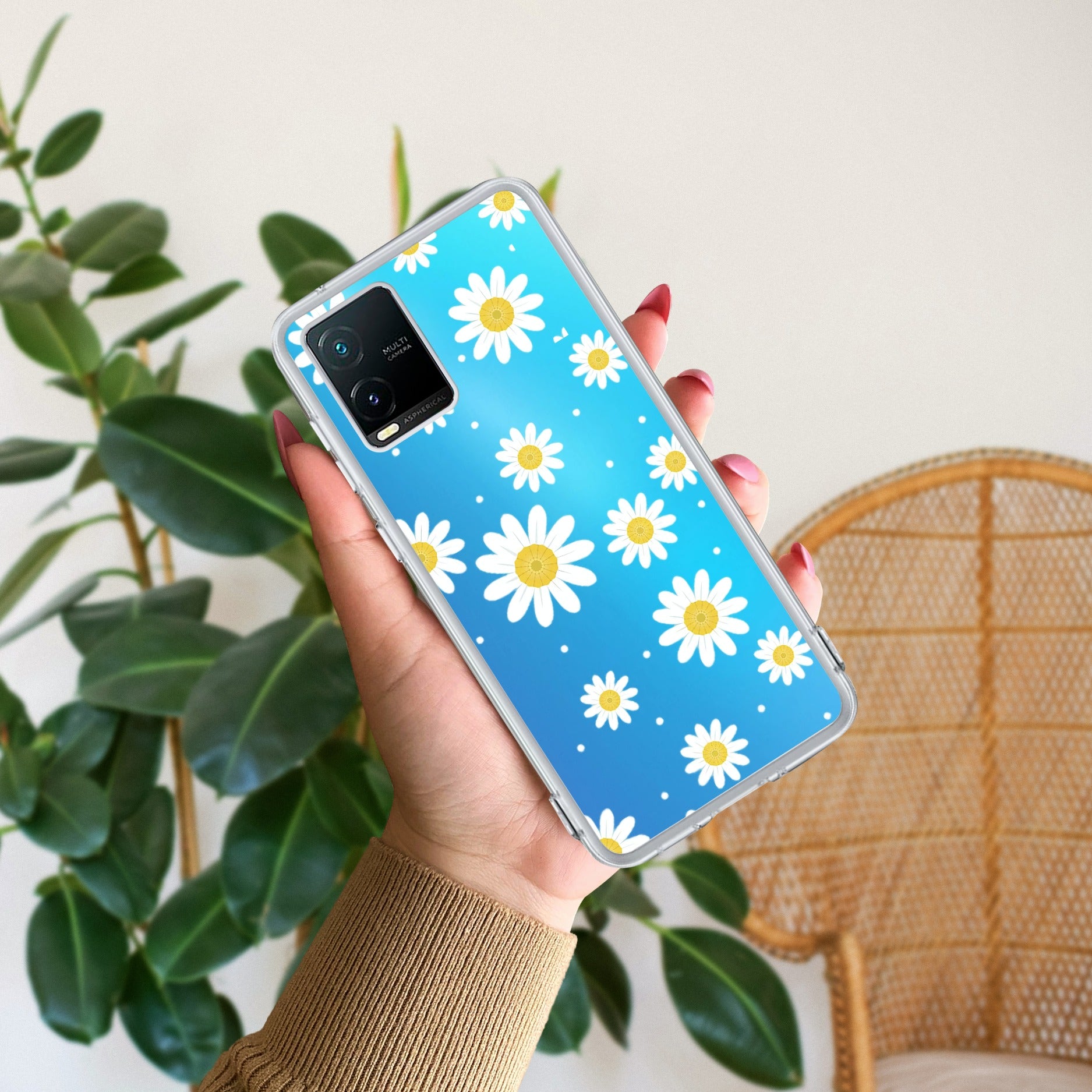 Beautiful Daisy Floral Anti Yellow Case For Vivo Y33s / Vivo Y33T