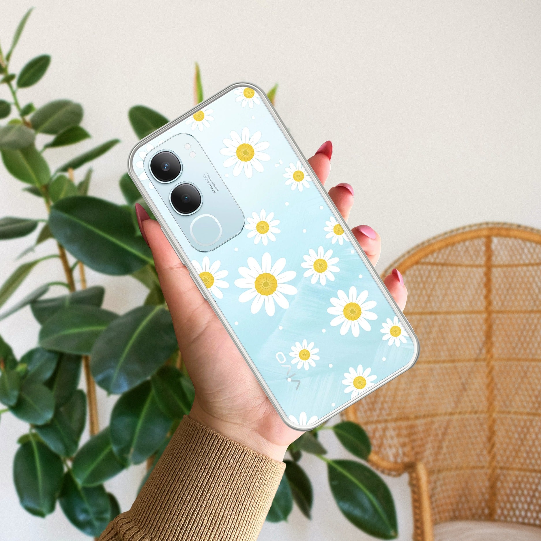 Beautiful Daisy Floral Transparent Silicon Case For Vivo Y29 5G