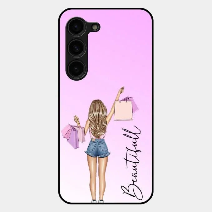 Beautiful Shopping Girl Phone Cover For Samsung
