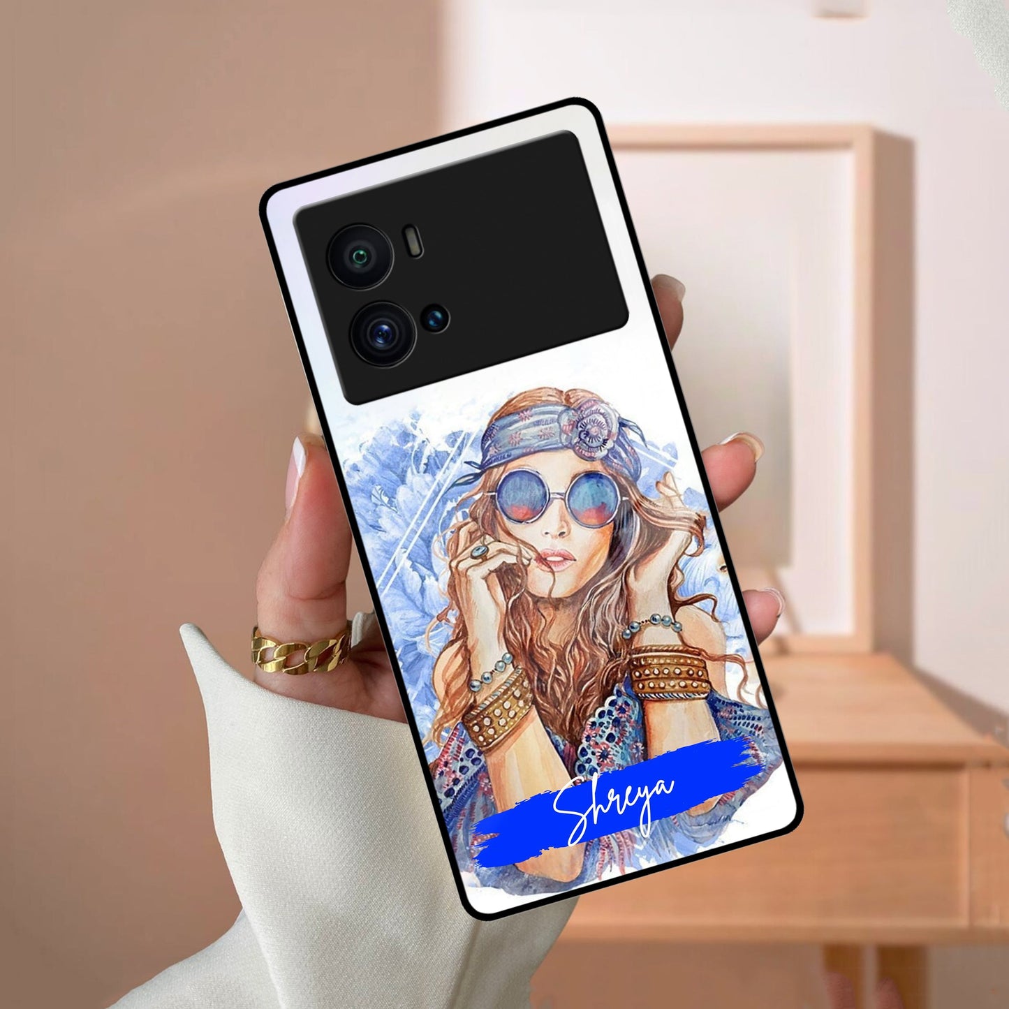 Bindass Babe Customize Glass Case Cover For iQOO