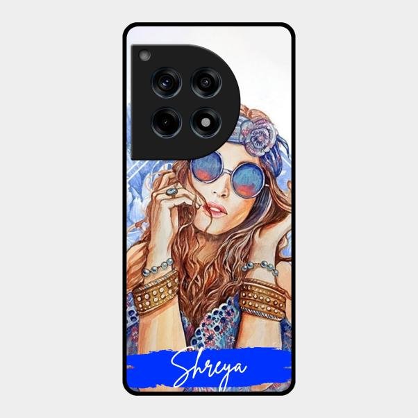 Bindass Babe Customize Glass Case Cover For Oneplus 12R 5G