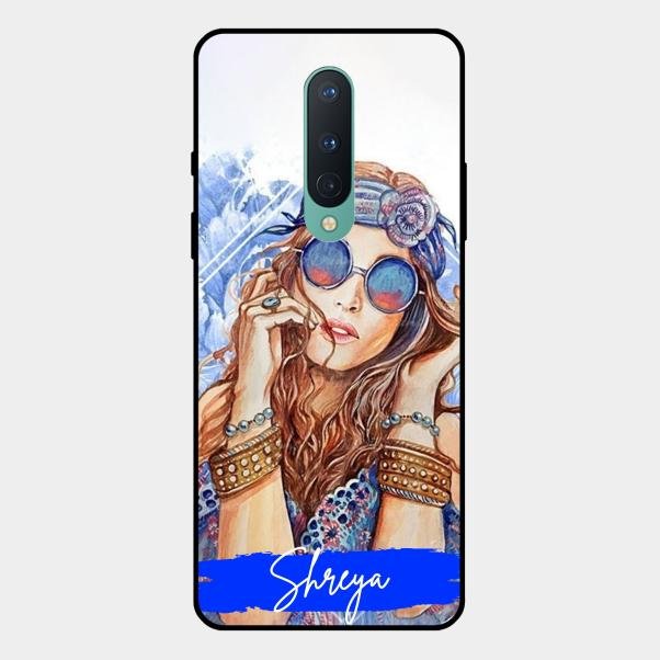 Bindass Babe Customize Glass Case Cover For Oneplus 8