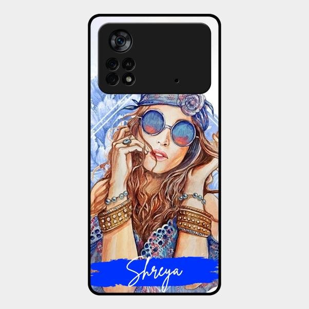 Bindass Babe Customize Glass Case Cover For Poco X4 Pro 5G