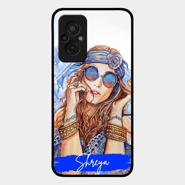 Bindass Babe Customize Glass Case Cover For Redmi 11 Prime 4G