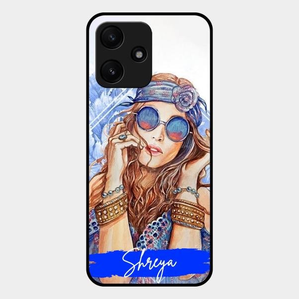Bindass Babe Customize Glass Case Cover For Redmi 12 5G