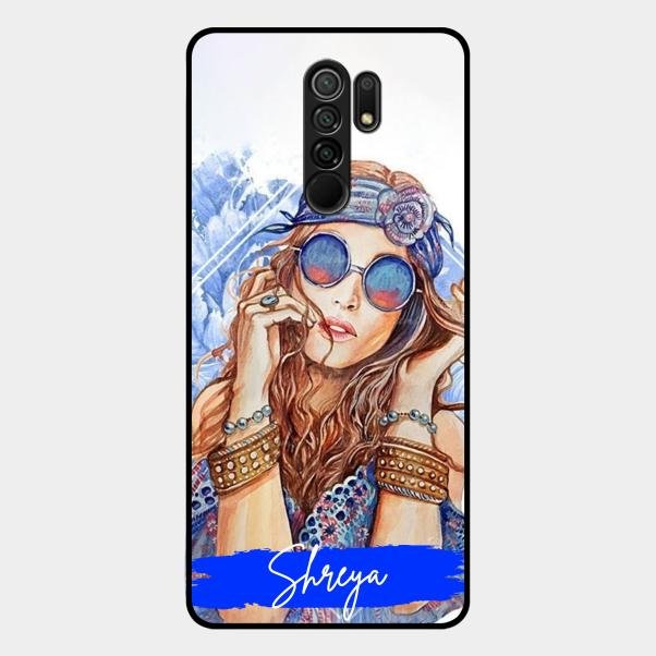 Bindass Babe Customize Glass Case Cover For Redmi 9 Prime