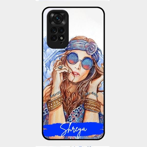 Bindass Babe Customize Glass Case Cover For Redmi Note 11