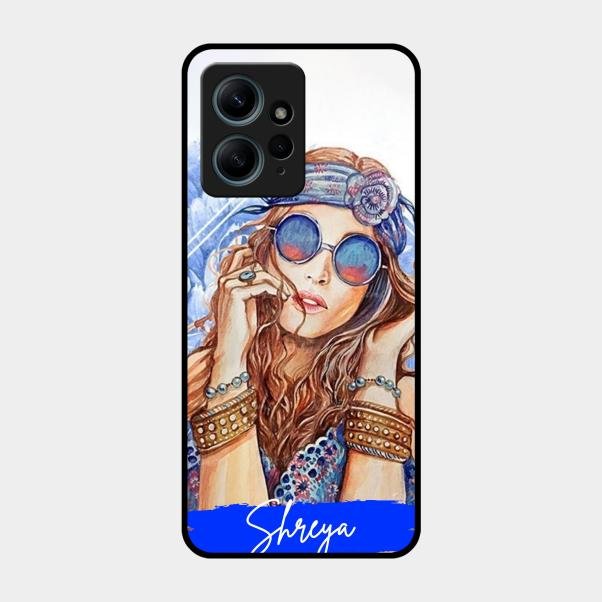 Bindass Babe Customize Glass Case Cover For Redmi Note 12 4G