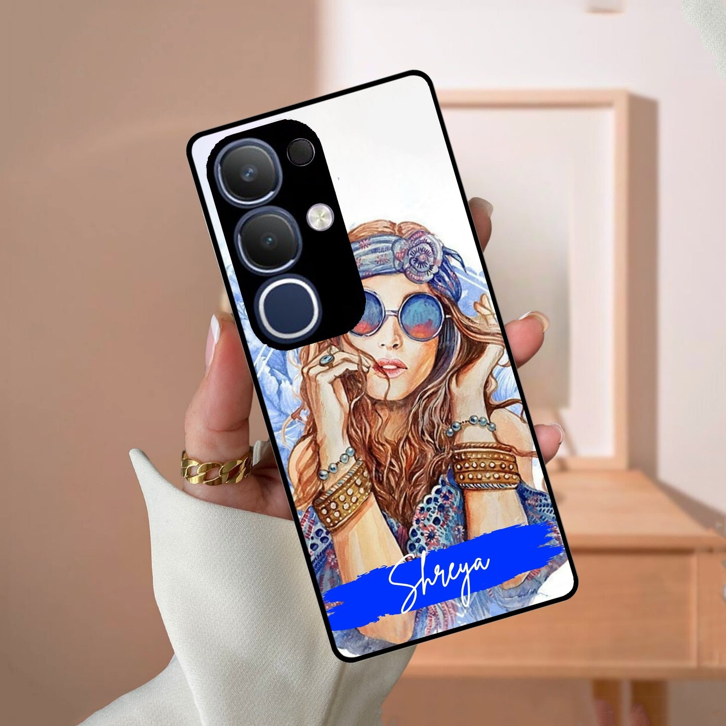 Bindass Babe Customize Glass Case Cover For Vivo