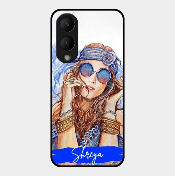 Bindass Babe Customize Glass Case Cover For Vivo Y17S