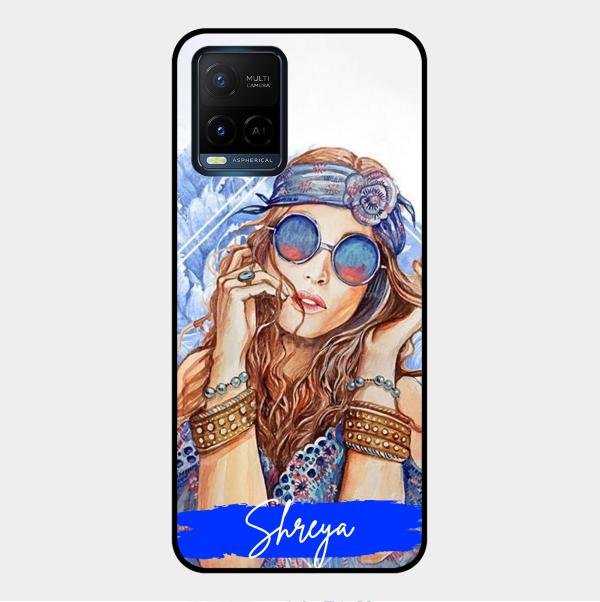 Bindass Babe Customize Glass Case Cover For Vivo Y21