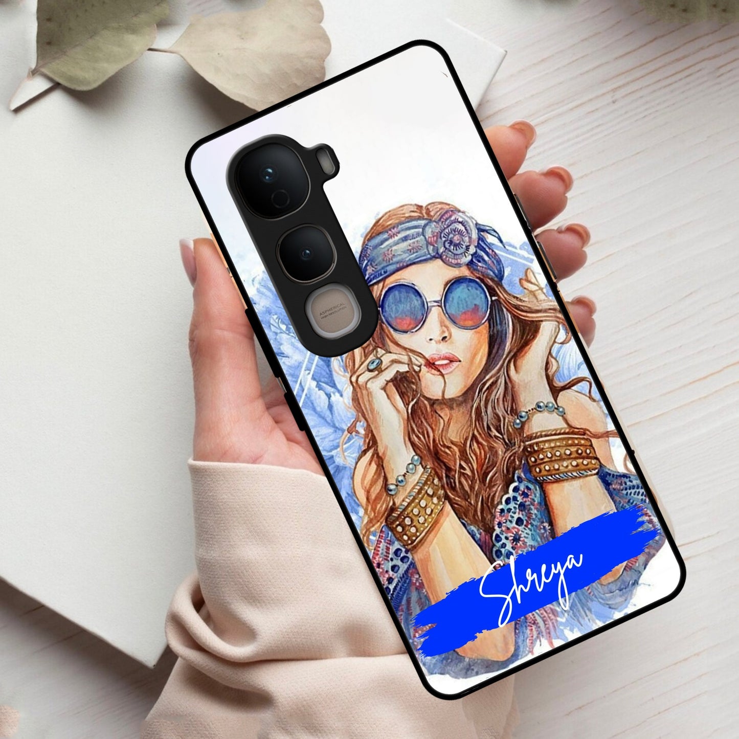 Bindass Babe Customize Glass Case Cover For Vivo