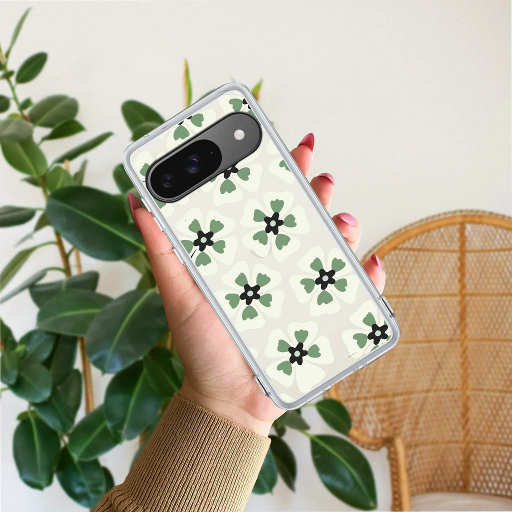 Black and Green Flower Anti Yellow Case For Google Pixel 9