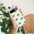 Black and Green Flower Transparent silicon case For Google Pixel 9