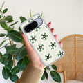 Black and Green Flower Transparent silicon case For Google Pixel 10