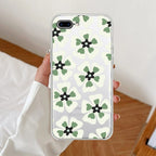 Black and Green Flower Anti Yellow Clear Case For iPhone 7 Plus / iPhone 8 Plus