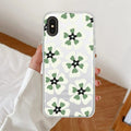Black and Green Flower Transparent silicon case For iPhone Xs Max