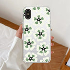 Black and Green Flower Anti Yellow Clear Case For iPhone Xs Max
