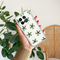 Black and Green Flower Transparent silicon case For iQOO 13 5G