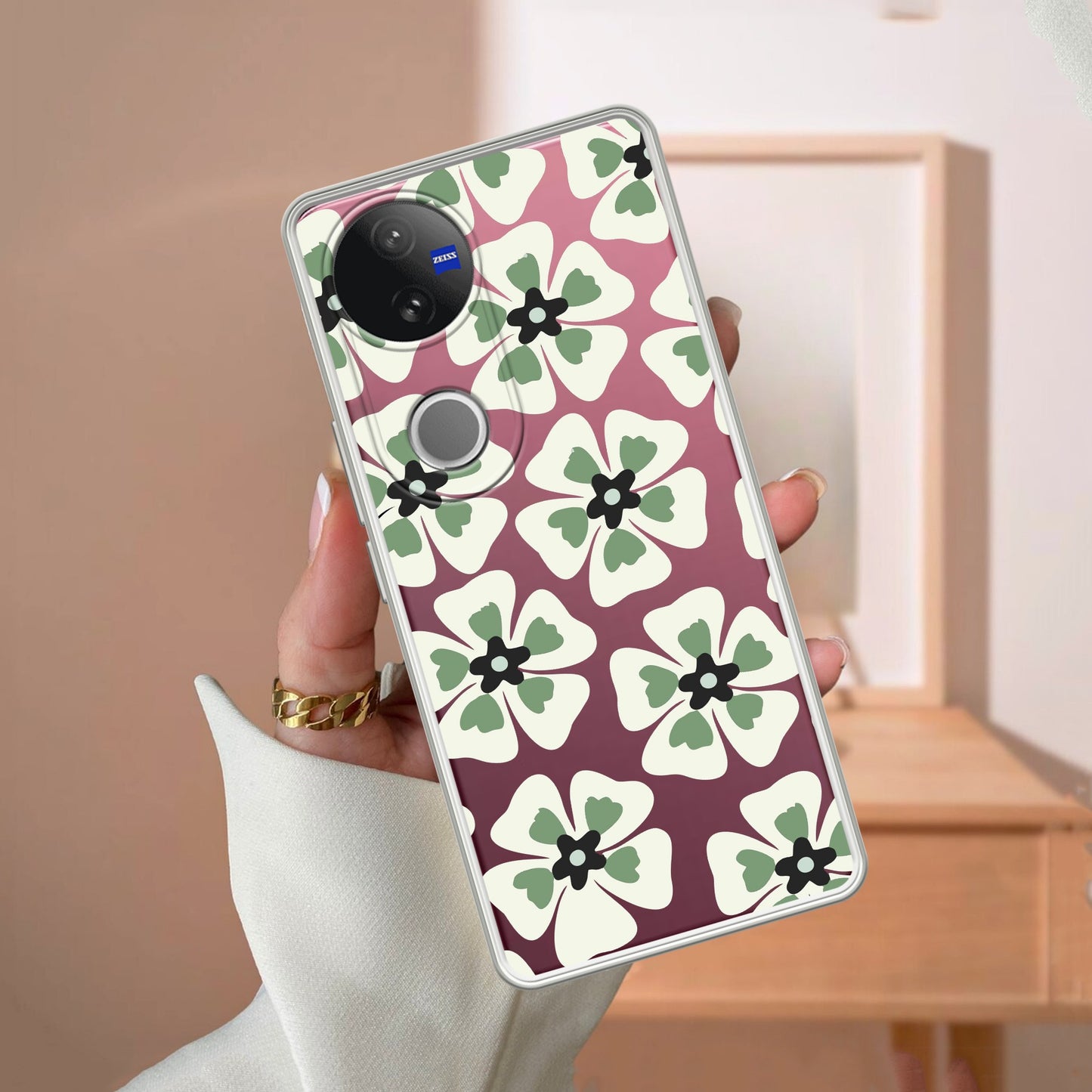 Black and Green Flower Transparent silicon case For iQOO