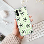 Black and Green Flower Transparent silicon case For iQOO Z7 Pro 5G