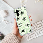 Black and Green Flower Transparent silicon case For iQOO Z9x 5G