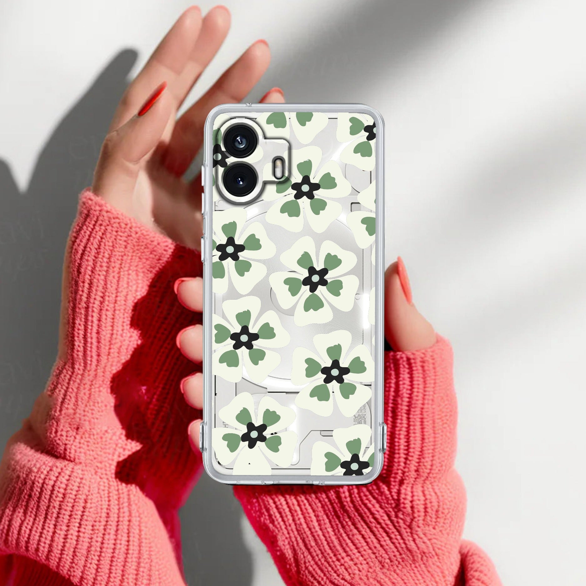 Black and Green Flower Anti Yellow Case For Nothing Phone 2
