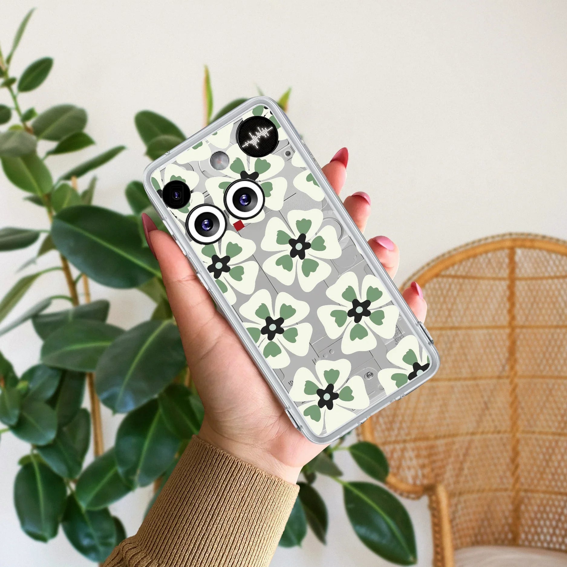 Black and Green Flower Transparent silicon case For Nothing - ShopOnCliQ