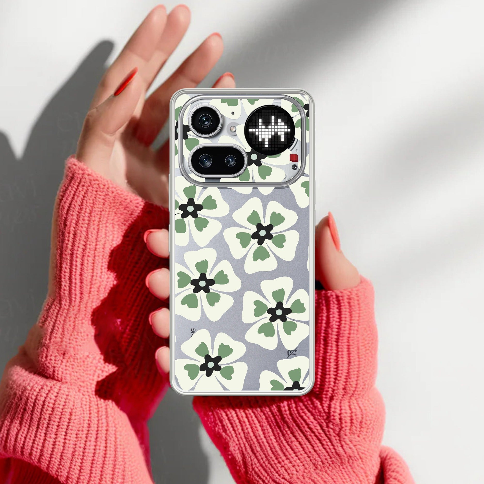 Black and Green Flower Anti Yellow Case For Nothing Phone 4A Pro 5G