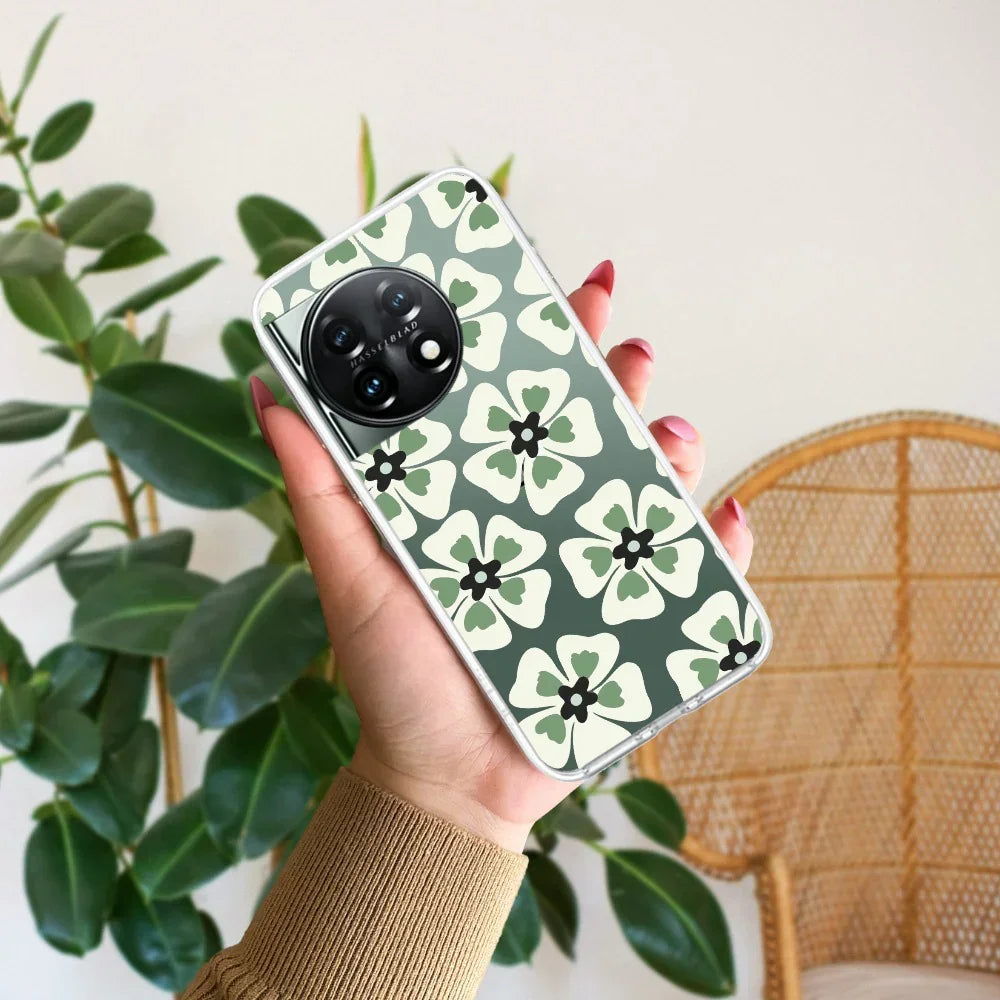Black and Green Flower Transparent silicon case For OnePlus - ShopOnCliQ
