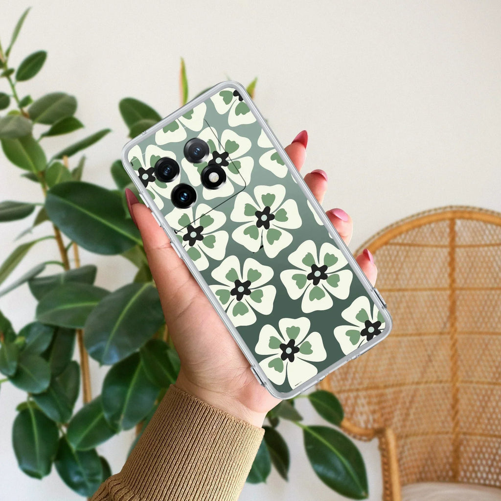 Black and Green Flower Anti Yellow Case For OnePlus 11R 5G
